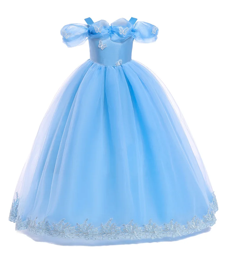 Princess Cinderella Dress Birthday Party Evening Baby Girl\'s Long Dress Butterfly Dresses Children Costume 3 to 12 Years Old