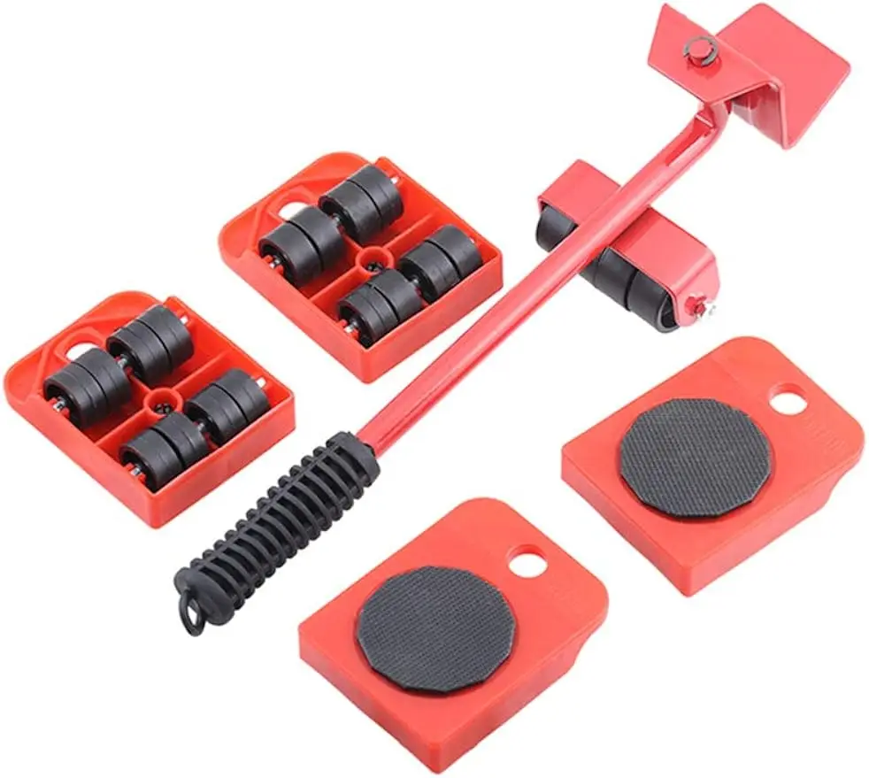 

Furniture Lifter One Set with 4 pcs 3.9"x3.15" Furniture Slides Kit Furniture Move Roller Tools 360 Degree Rotatable Pads