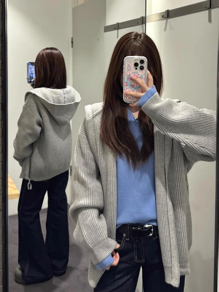 

American Sle Open Cardigan Knitted Sweater Men's Casual Loose Lazy Sle Knitted irt Leisure Couple Outerwear