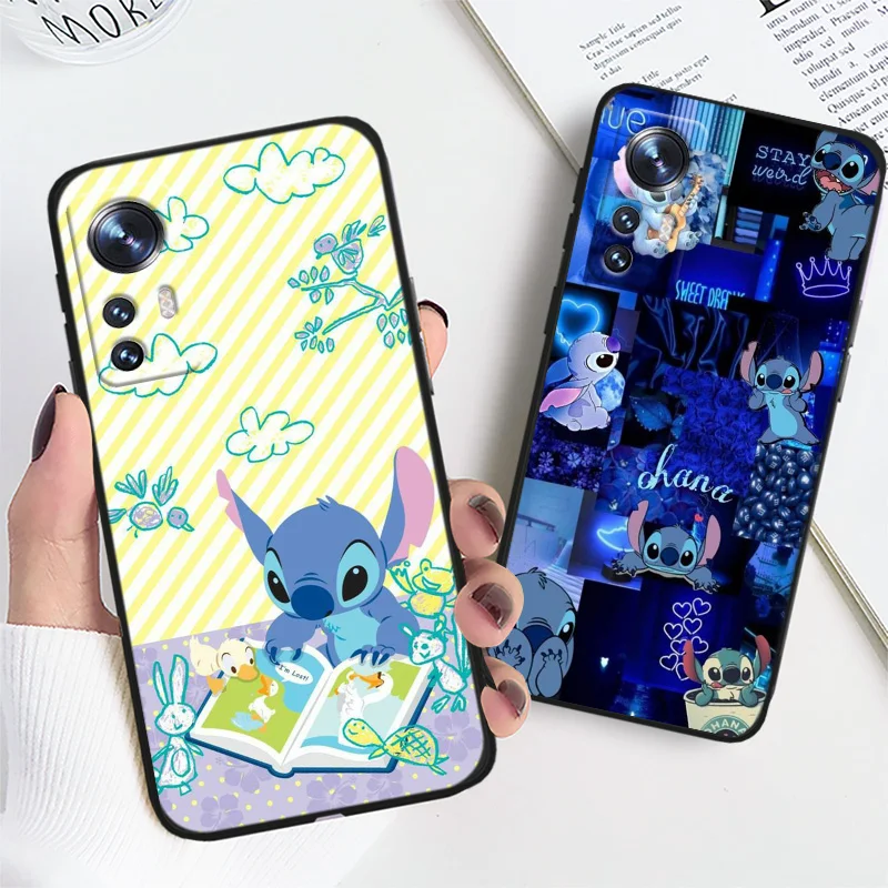 Stitch Angel Black Phone Case For Xiaomi Mi 10 9 8 Pro Lite SE A1(5X) A2(6X) A3(CC9E) Note 10(10Pro) Funda Soft Cover Shell Capa