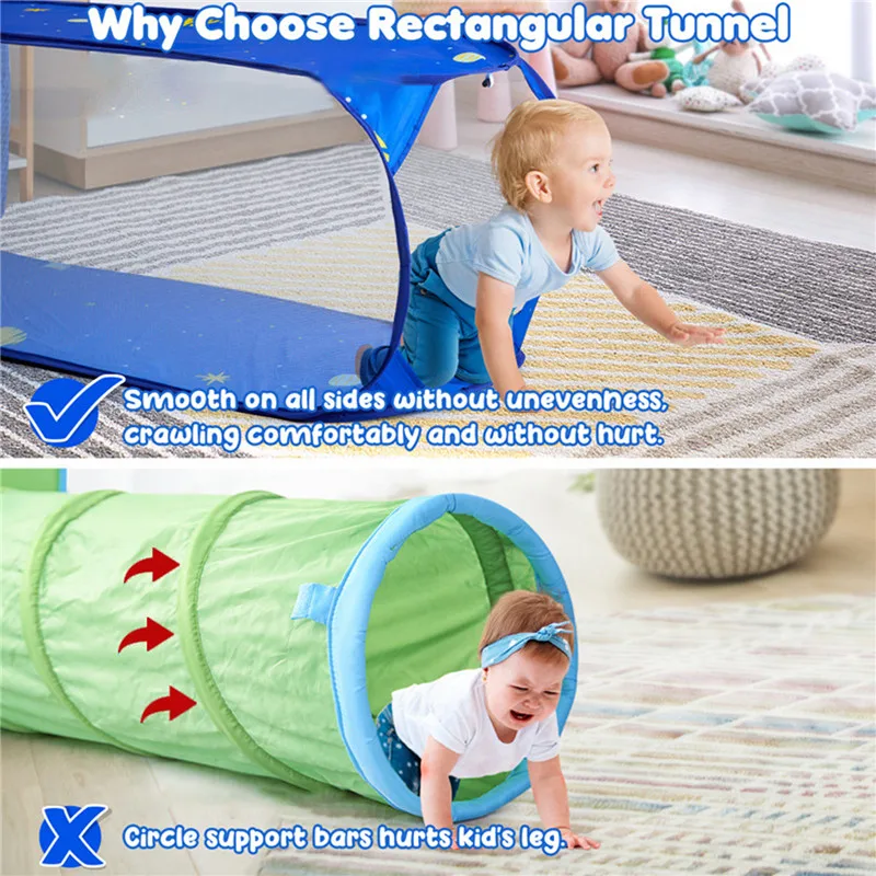 3 In 1 Kids Play Teepee Toddler Crawling Tunnel Ball Pool Foldable Washable Pop-Up Game Tent for Indoor Outdoor Baby Game Tunnel