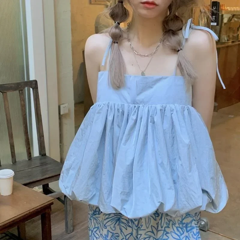 Leibchen Frauen Kawaii Sommer Harajuku Alle-spiel Ästhetischen Urlaub Casual Grundlegende Ärmellose Kleidung Trendy Koreanischen Stil Nettes Mädchen