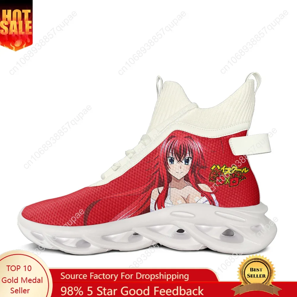 

High School DxD Rias Gremory High Top Sneakers Anime Manga Men Women Teenager Comfortable Sneaker Lace Up Mesh Footwear Custom