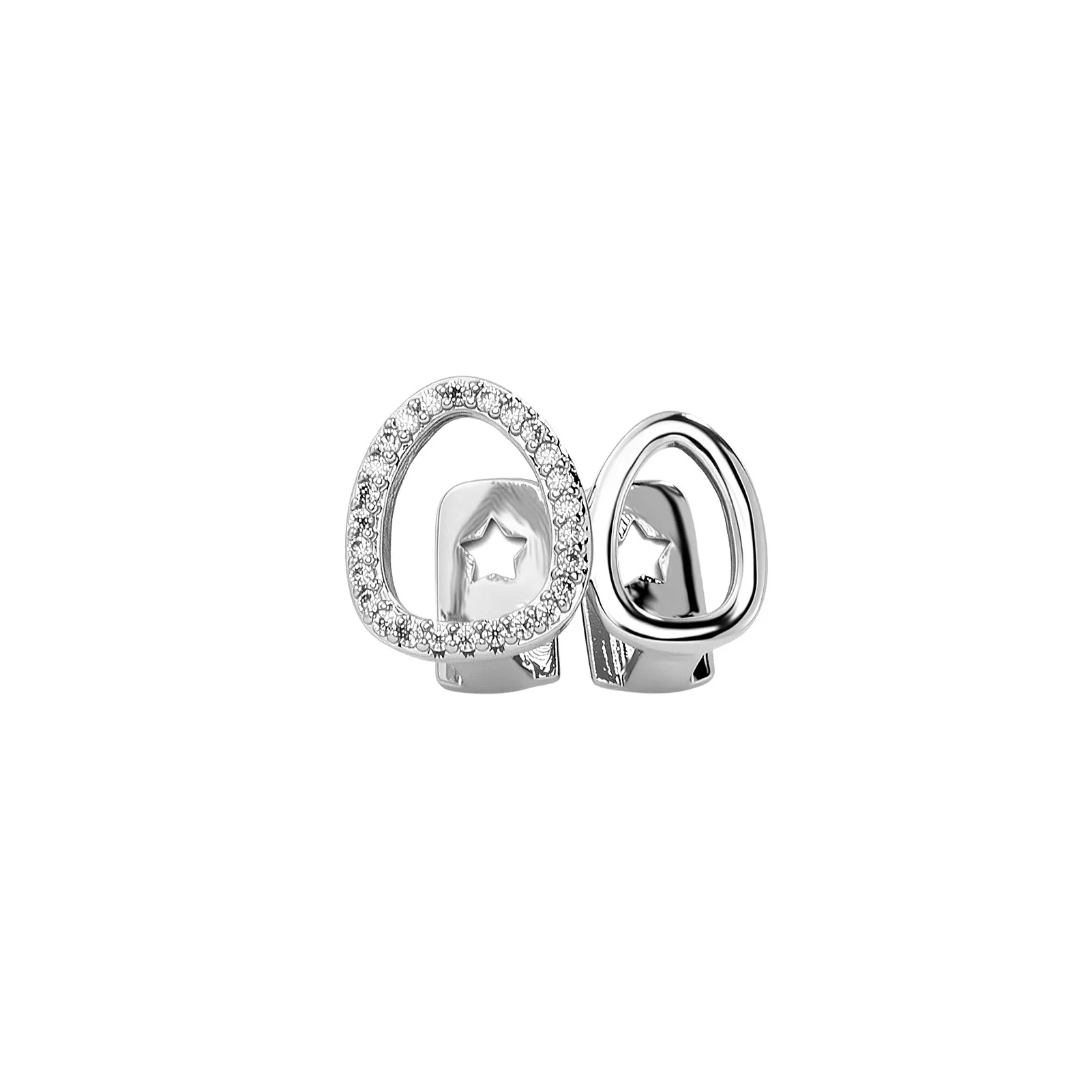 CZ Double Tooth Grillz Jewelry Oval Design Star Tooth Cover Bling Iced Out Hip Hop Teeth Jewelry Streetwear Fashion Accessories