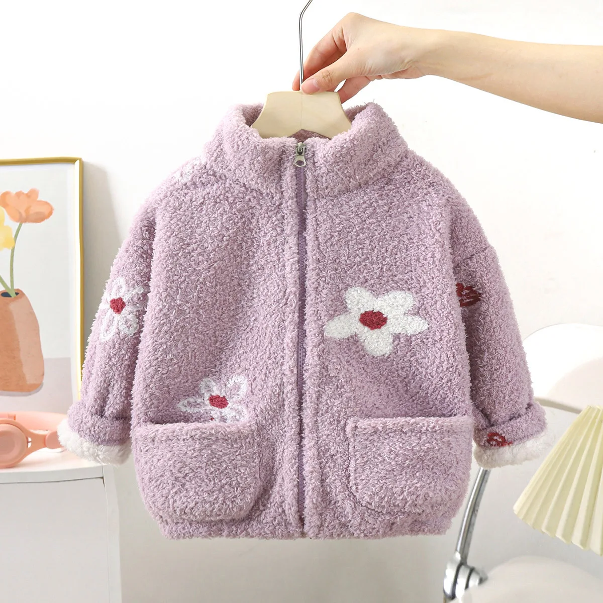 3-8 Years Children Coat Boys Girls Warm Thick Coral Flannel Winter Autumn Baby Plus Fleece Top Child Clothings Kids Coat Jackets