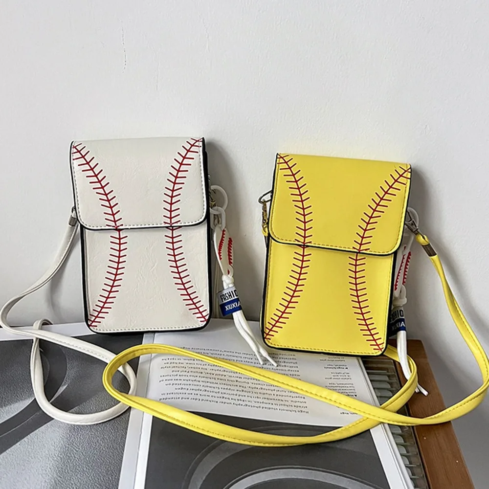 Квадратная сумка через плечо из искусственной кожи, бейсбольный дизайн, универсальная стильная сумка для телефона, легкая сумка через плечо в корейском стиле, подарок