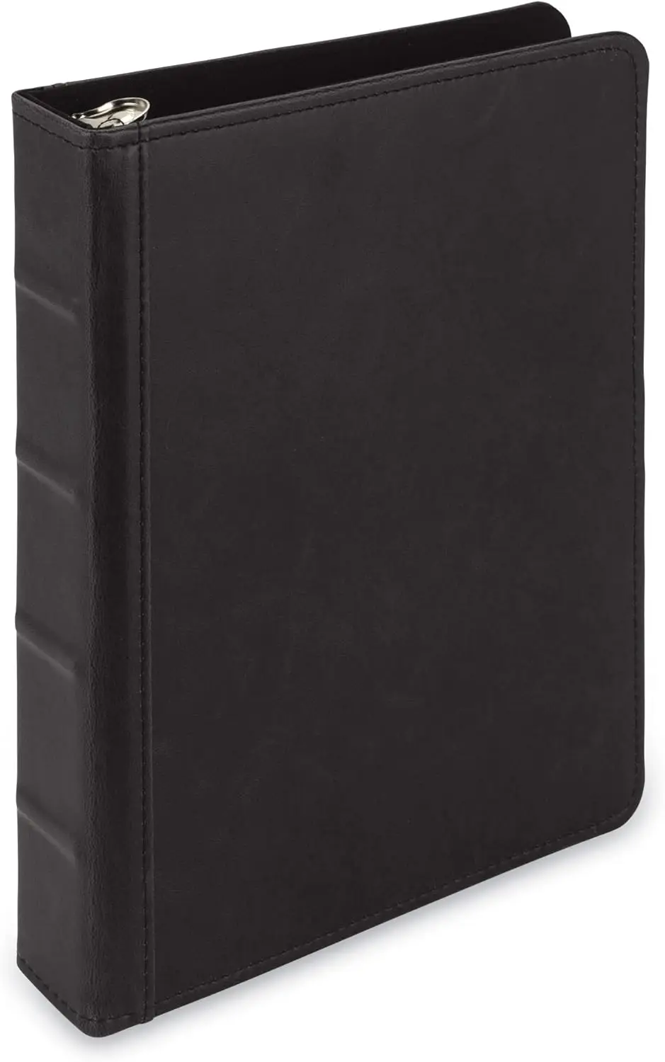 

Vintage Mini 3 Ring Binder 1 Inch Round Ring, 5.5x8.5 Inch, Holds 200 Sheets, Black Faux Leather