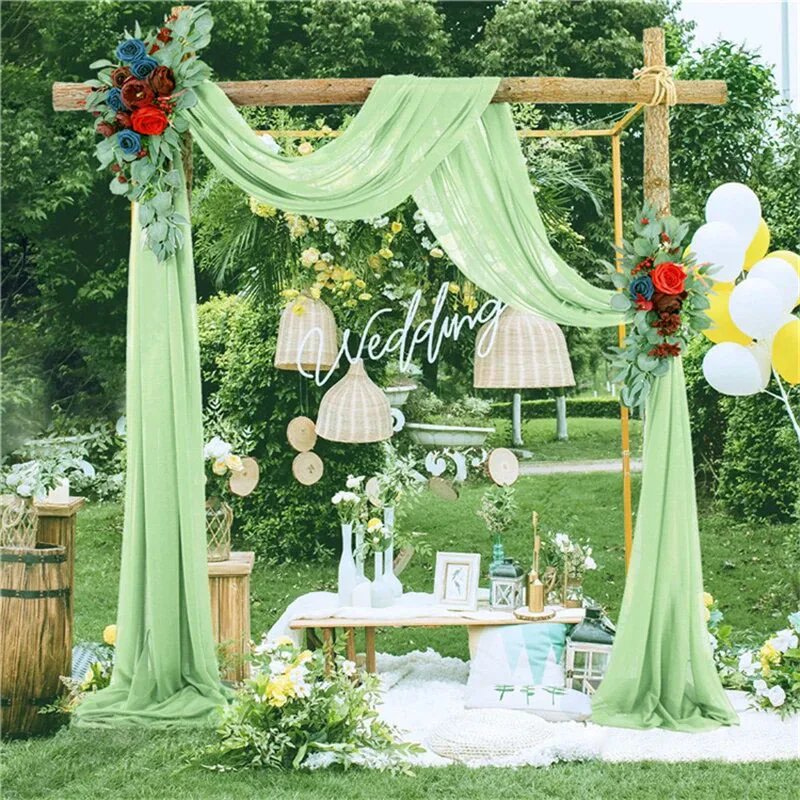 

Wedding Arch Draping Fabric Sheer Arch Drapes Burgundy Chiffon Outdoor Curtain Backdrop for Wedding Ceremony Party Ceiling Decor