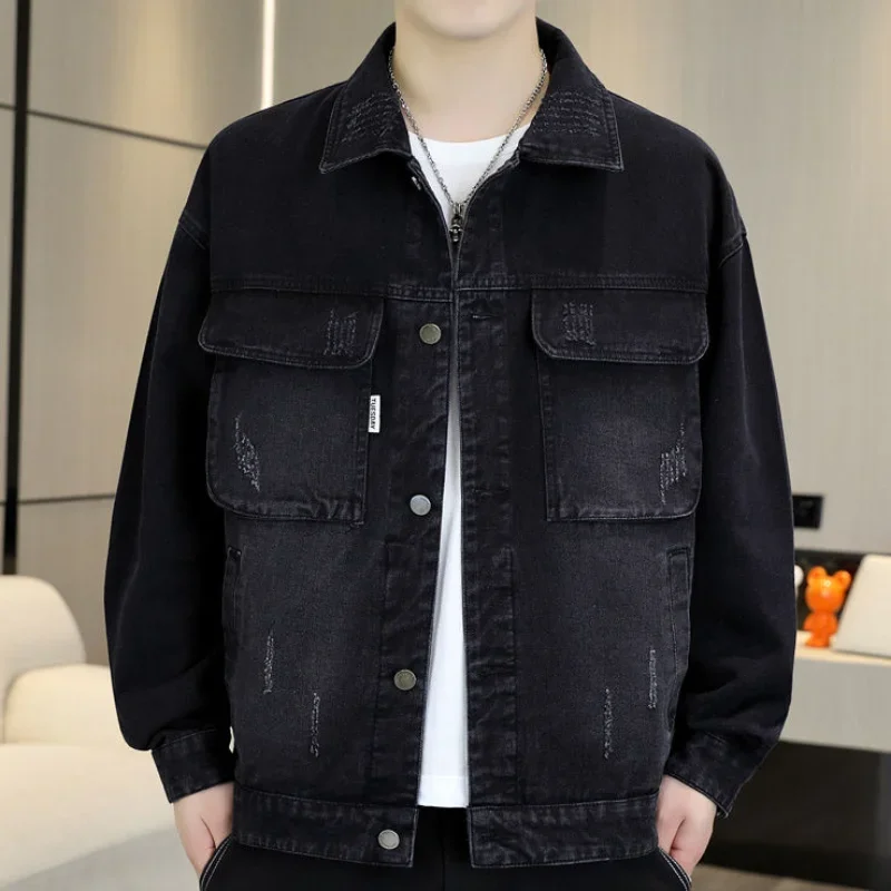 

Men's Denim Jacket New Style Husband Handsome Workwear Casual Trendy Brand Tops and Gowns