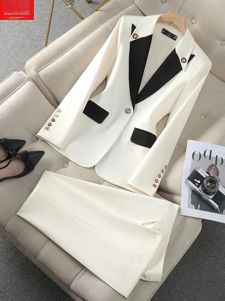 Red Suit Set Women's Spring Autumn Professional Formal Workwear Luxury High-End Color Block Small Western Style Suit