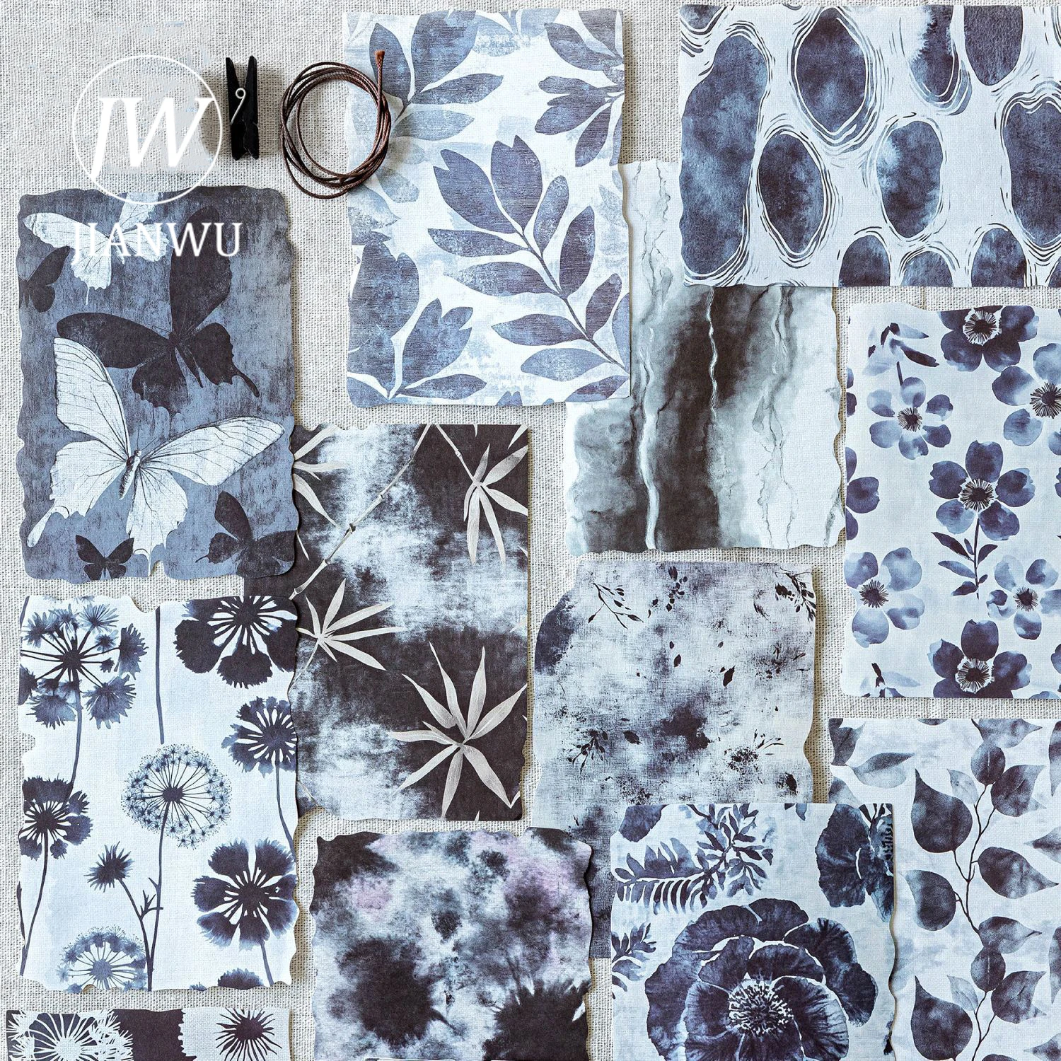 

JIANWU Tie Dyeing Between Paper Series Vintage Smudge Flower Collage Scrapbook Material Paper Creative Junk Journal Stationery