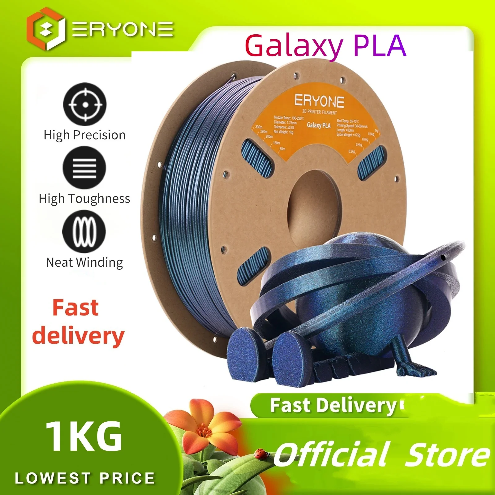

Eryone 1KG Galaxy PLA Glitter Color Premium Filament 3D Print, ,Multicolor Available,1kg galaxy pla filament,Sparkle Shining