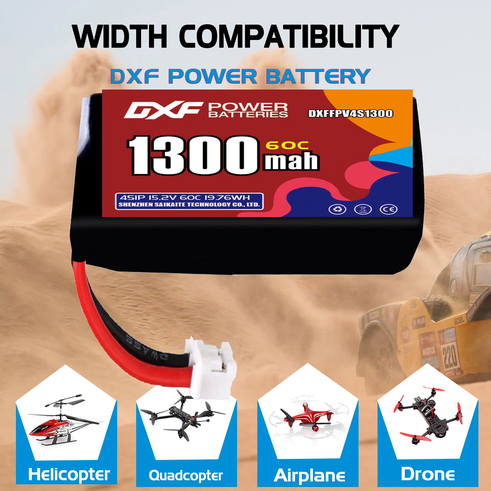 DXF Lipo 4S Battery 15.2V 1300mAh 60C with XT30 XT60 JST Plug for Quadcopter Helicopter Drone Airplane FPV