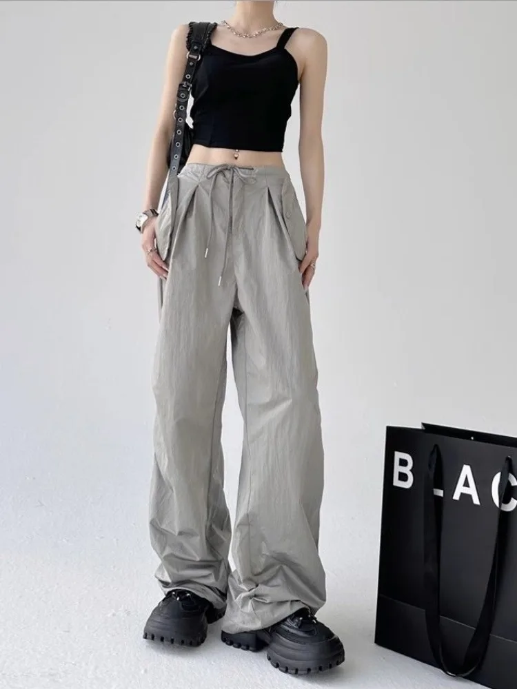 Techwear Gorpcore Grey Cargo Pants Women Hippie Harajuku Oversize Black Parachute Pants Japanese Style Baggy Sweatpants