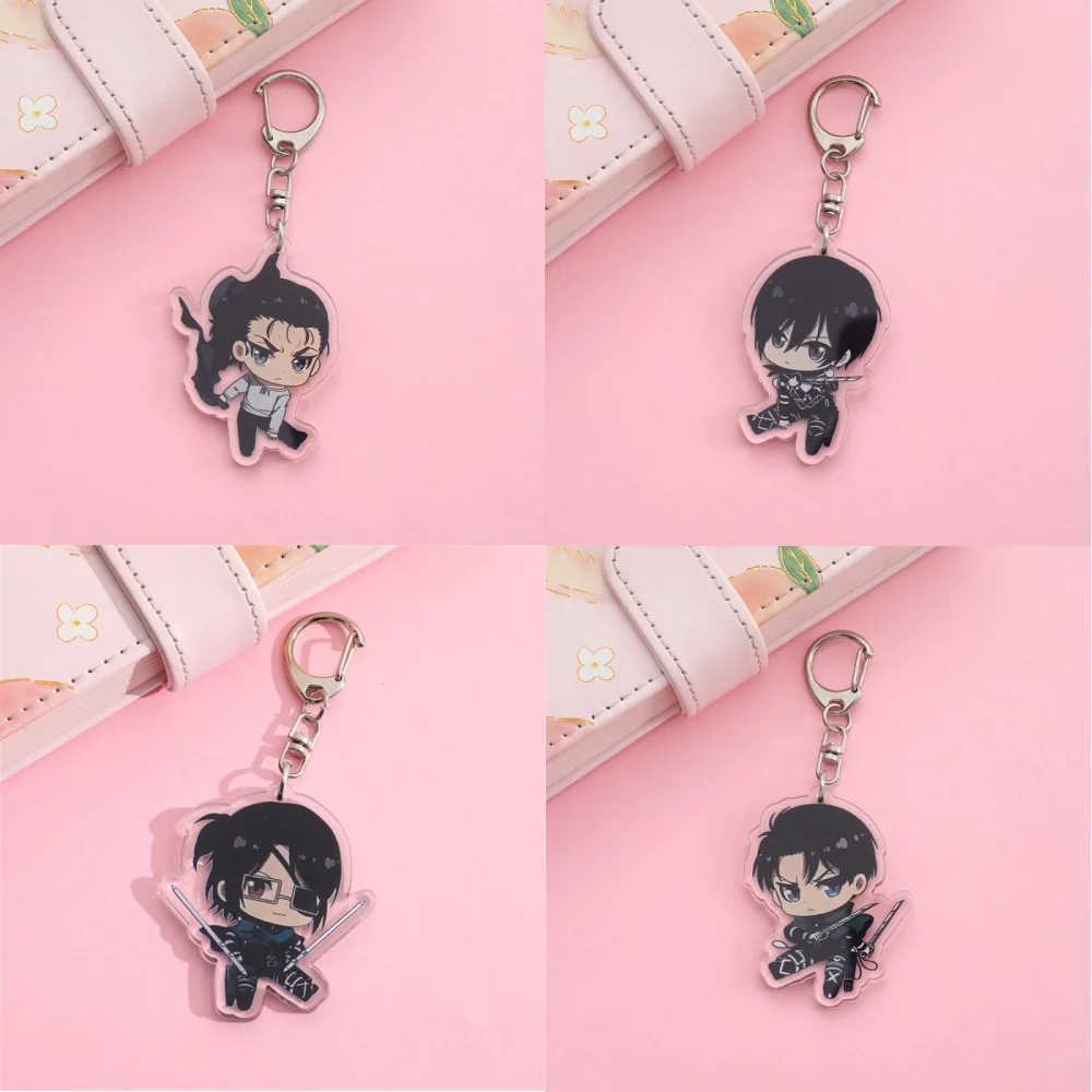 Charm Cartoon Anime Fans Gifts HD Figure Attack on Titan KeyChain  Double Sided Pendant Acrylic Bag Decor Accessories 6cm