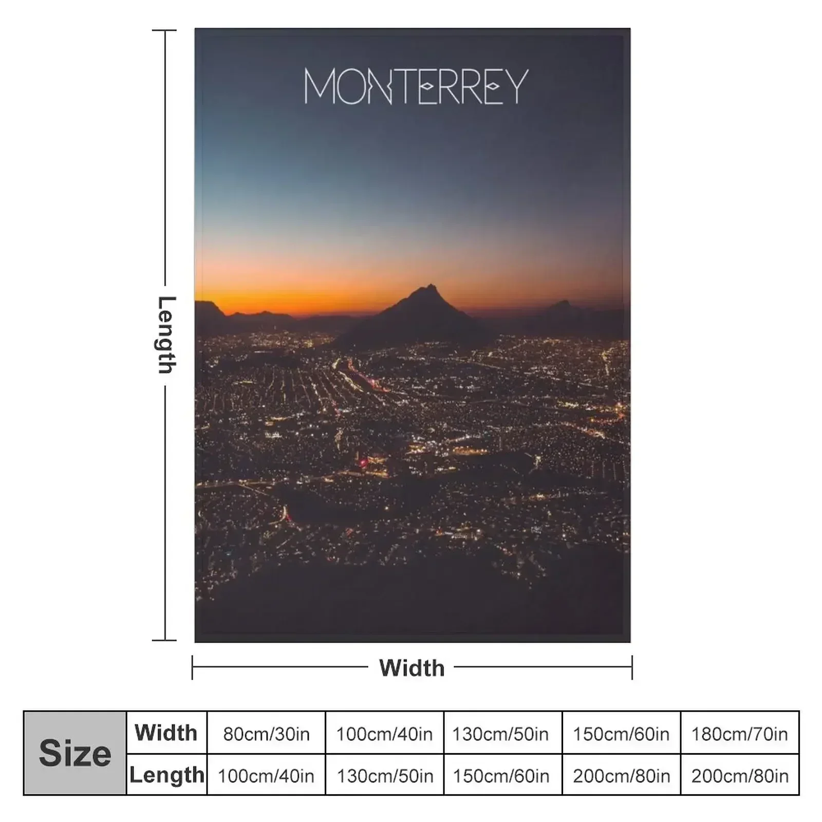 Monterrey at Night, Nuevo Leon, Mexico Poster Photo Throw Blanket Sofa Quilt Multi-Purpose Polar Designers Blankets