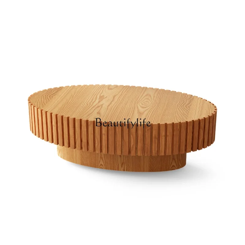 

ls 51 Simple atmosphere solid wood round coffee table Japanese style homestay retro coffee table