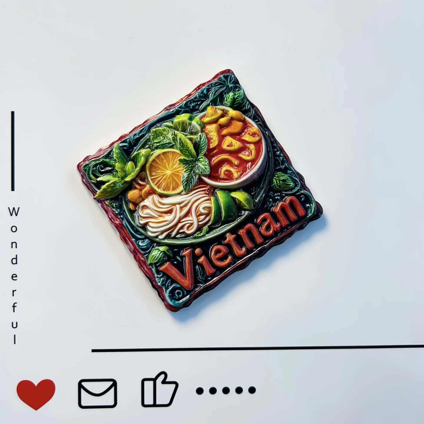 Vietnam, food culture, Vietnamese Rice noodles special curry, travel souvenirs, creative magnet refrigerator sticker, hand gift