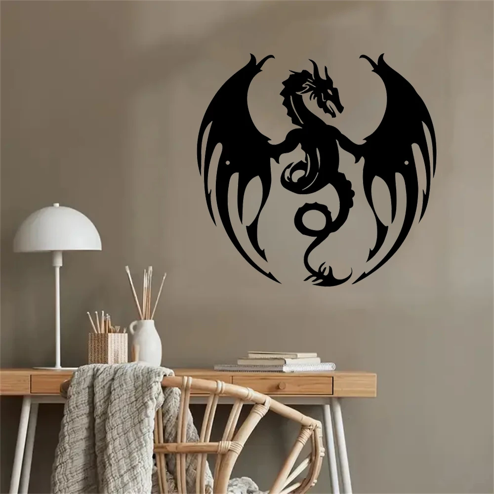 1pc Iron Flaming Dragon Wall Art Sculpture for Home Farmhouse and Garden Decor