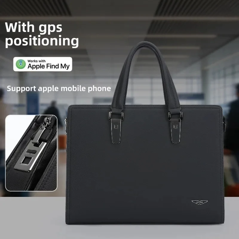 Men's Documents Commuting Bag Men's Bags Fingerprint Lock Anti-theft Briefcase Business Handheld Senior Sense of Light Luxury