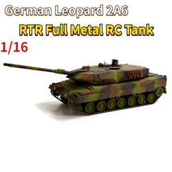 Zbiornik RC 1/16 niemiecki lampart 2 a6 główny czołg zabawka w pełni metalowa czołgowa z czasów II wojny światowej z dźwiękiem dymu zabawka RTR