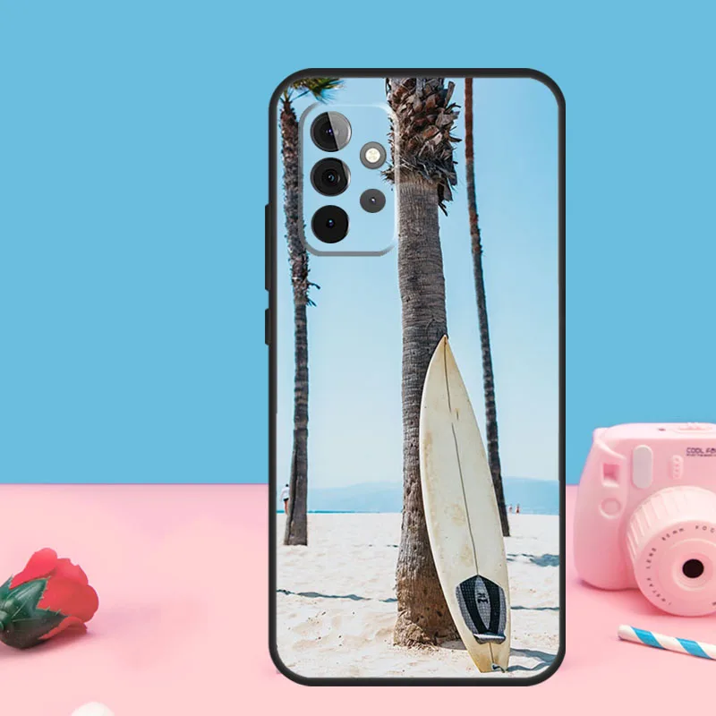 Summer beach surfboard surfing Silicone Cover For Samsung A72 A52 A42 A32 A22 A12 A52S A21S A51 A71 A40 A50 A70 Case