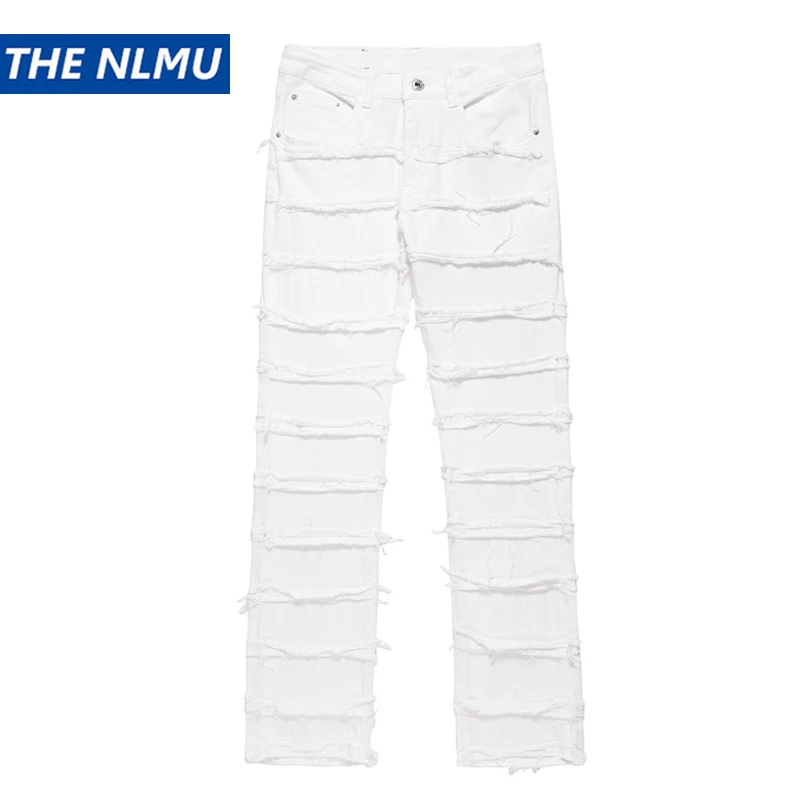 

Skinny Punk Jeans Men Distressed Tassels Denim Pants Streetwear Harajuku Hip Hop Jeans Trousers Hip Hop Y2K Retro Pant