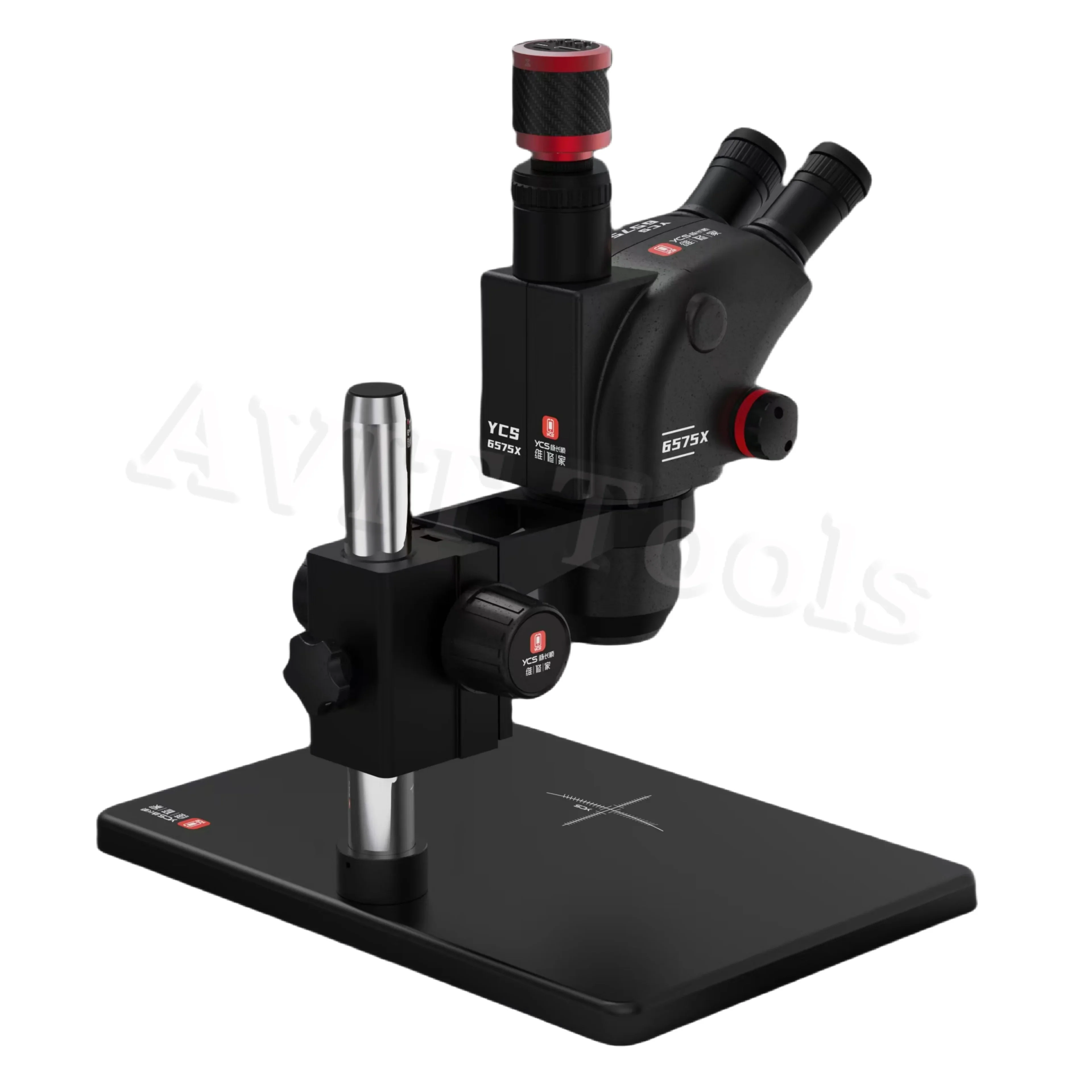 YCS 6575X Ultra HD Trinocular Microscope with Large Base for Phones PCB Welding Microscope 4K Camera 144 LED light Tools Set kit