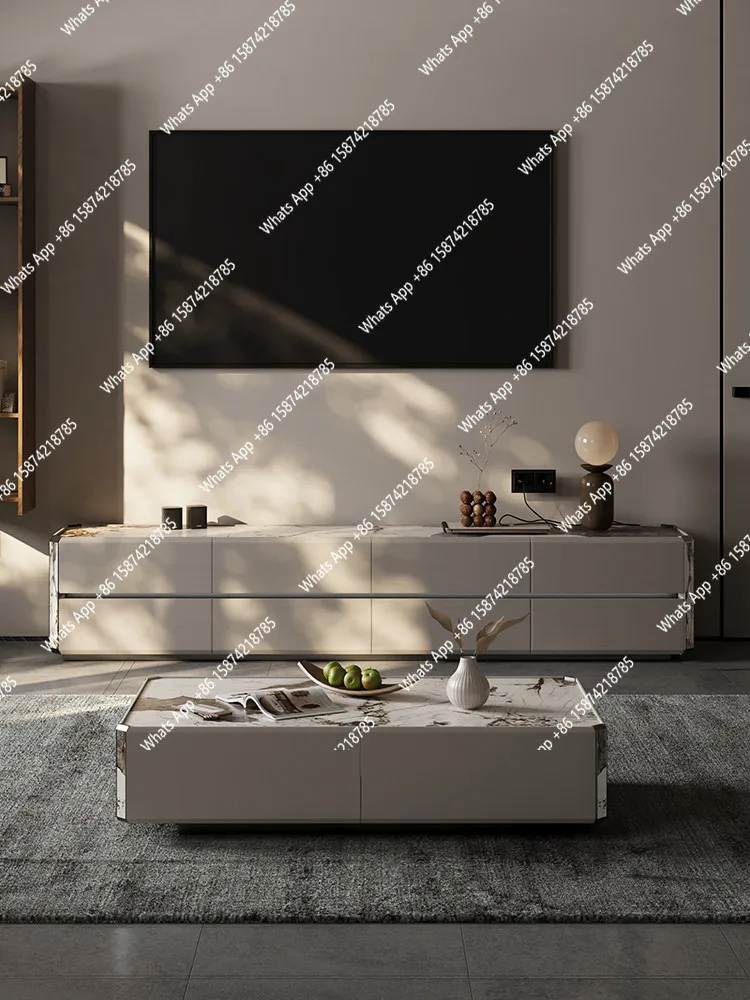 

North American black walnut TV cabinet French retro style high-end living room coffee table TV cabinet combination