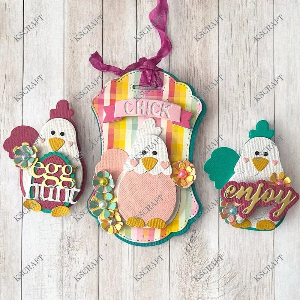 KSCRAFT Cute Chicken Shaker Metal Cutting Dies Stencils for DIY Scrapbooking Decorative Embossing DIY Paper Cards