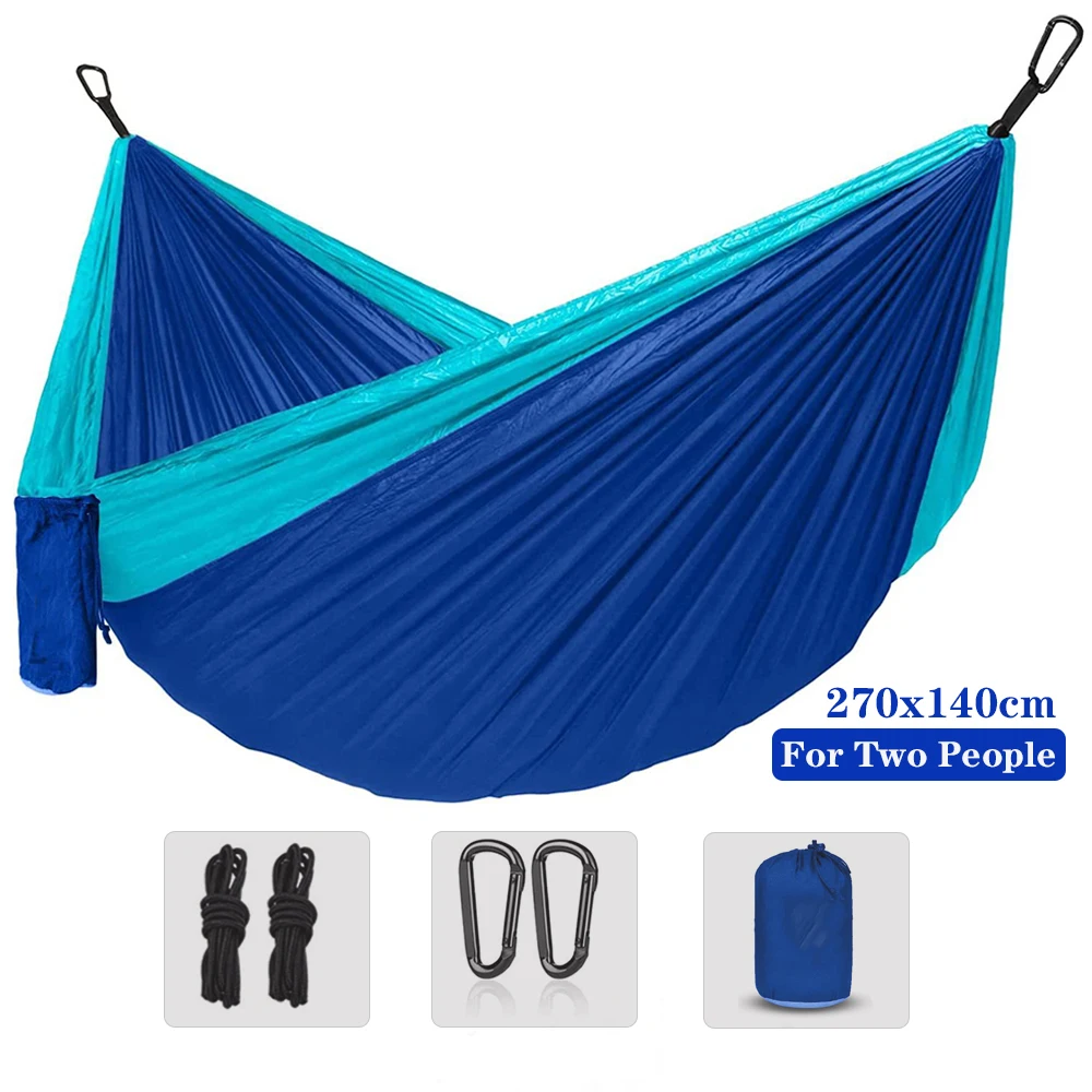 Solid Color Parachute Hammock with Hammock straps and Black carabiner Camping Survival travel Double Person outdoor furniture