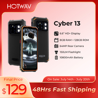 HOTWAV Cyber 13 Rugged Phone 10800mAh Massive Battery 8GB 128GB Smartphone 150LM Flashlight 6.6'' HD+ 64MP Android 14 Cellphone