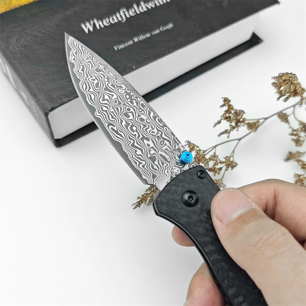 BM 535-3 Folding Pocket Knife TOP-Selling Damascus Steel Blade Carbon Fiber Handle Outdoor EDC Survival Camping Hiking Tools