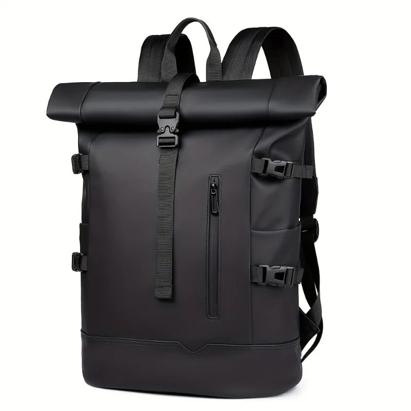 Men Fashion Roll Top Backpack Large Capacity Travel Laptop Backpack College Daily Commute Computer Bag