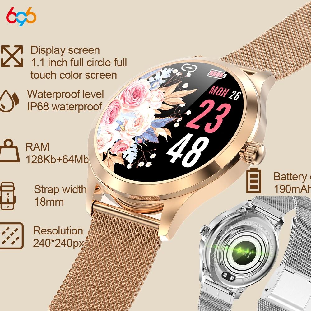 

New Smart Watch Women DIY Watch Face Waterproof Heartrate Monitor Ladies Smartwatch Gift Sports Fitness Tracker For IOS Android