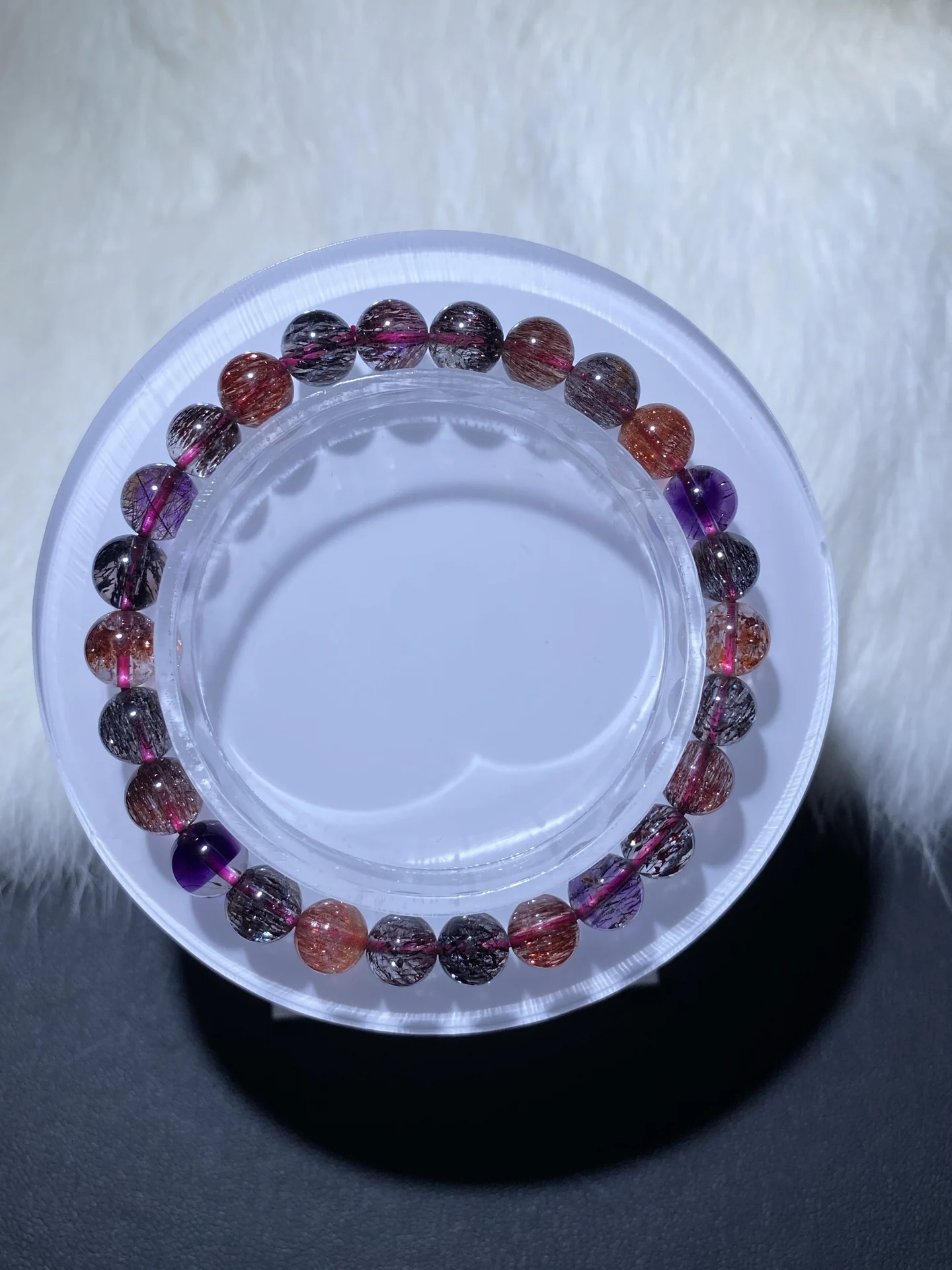 7mm Natural Super 7 Melody Bracelet Jewelry For Women Lady Beauty Gift Stone Healing Crystal Round Beads Gemstone Strands AAAAA