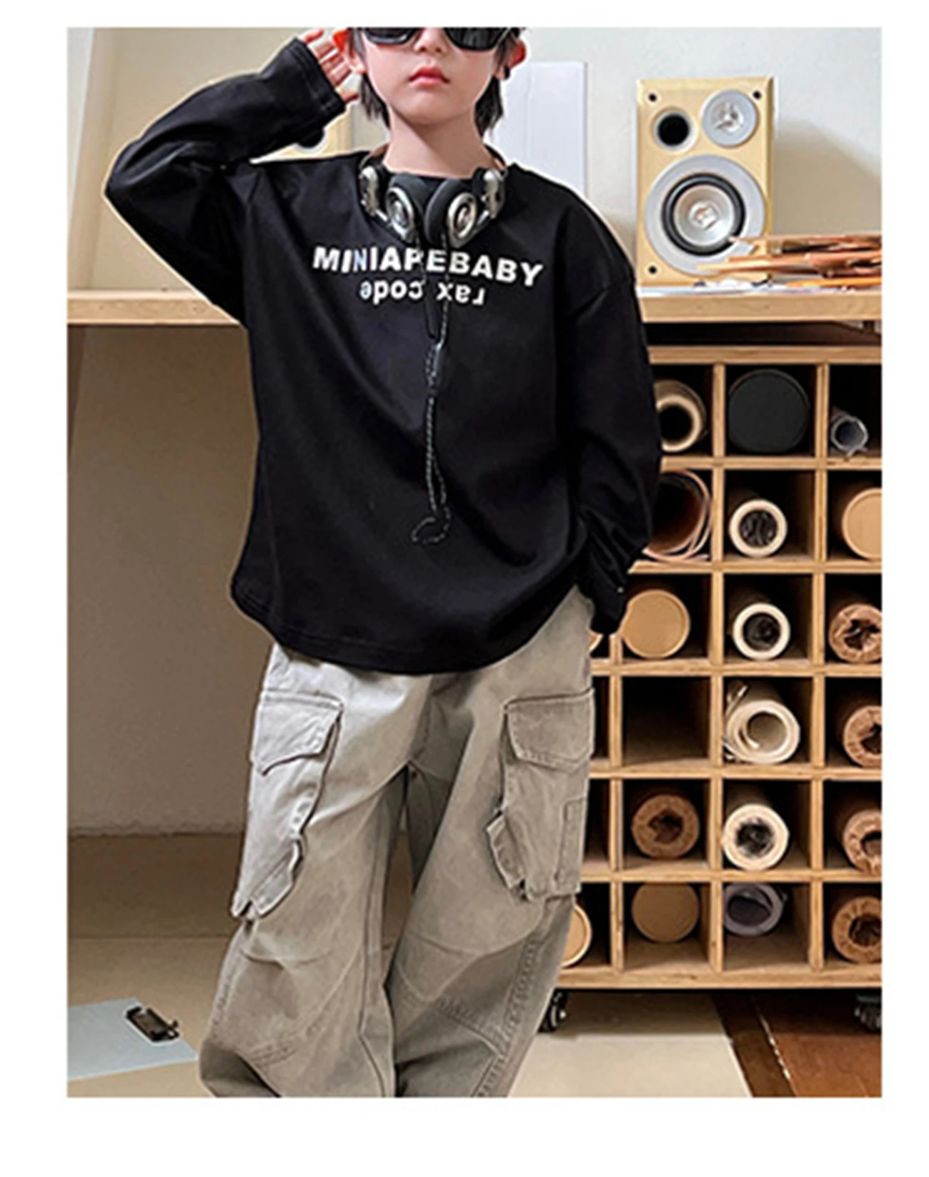 Autumn Pure Cotton Work Pants for Boys Trendy Retro Stir-fried Color Embroidered Casual Stylish Baby Clothes 2025
