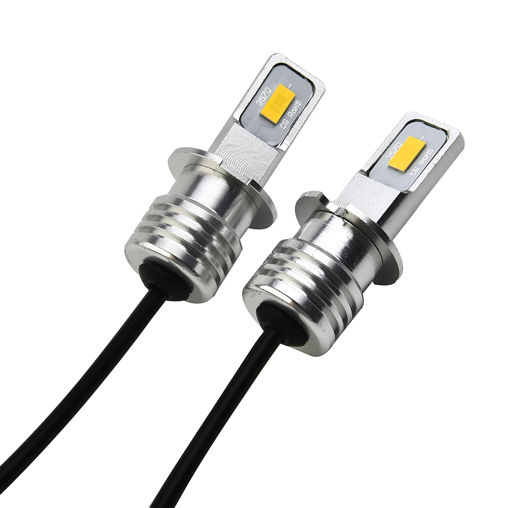 NEW 2 X LED Bulbs Super Bright H3 CSP LED Fog Light Bulbs Conversion Kit 80W 2000LM 3000K Yellow DC 12V-24V Bulbs