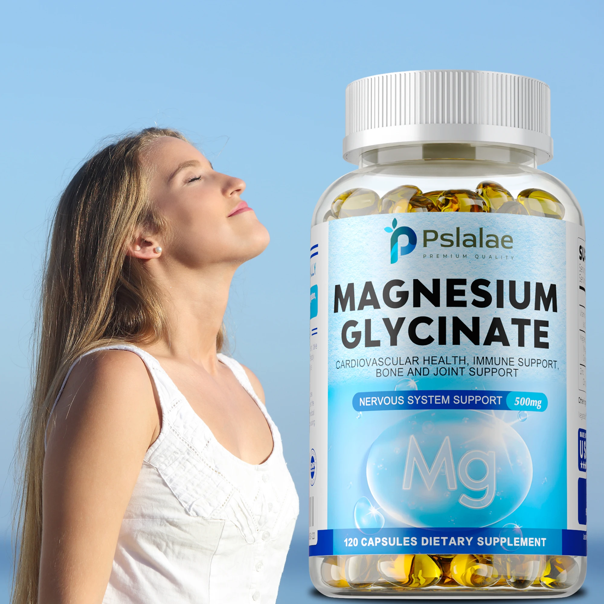 

Magnesium Glycinate - For Deep Sleep, Promote Brain Nerve Health, Protect Joints, Support Heart & Cardiovascular Function