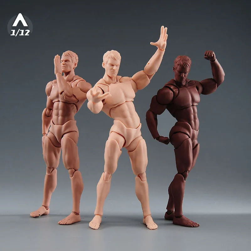 

Wind Toys 1/12 Scale Male Super Flexible Joint Body 16cm Male Soldier White Yellow Black Articulated Action Figure Doll Model