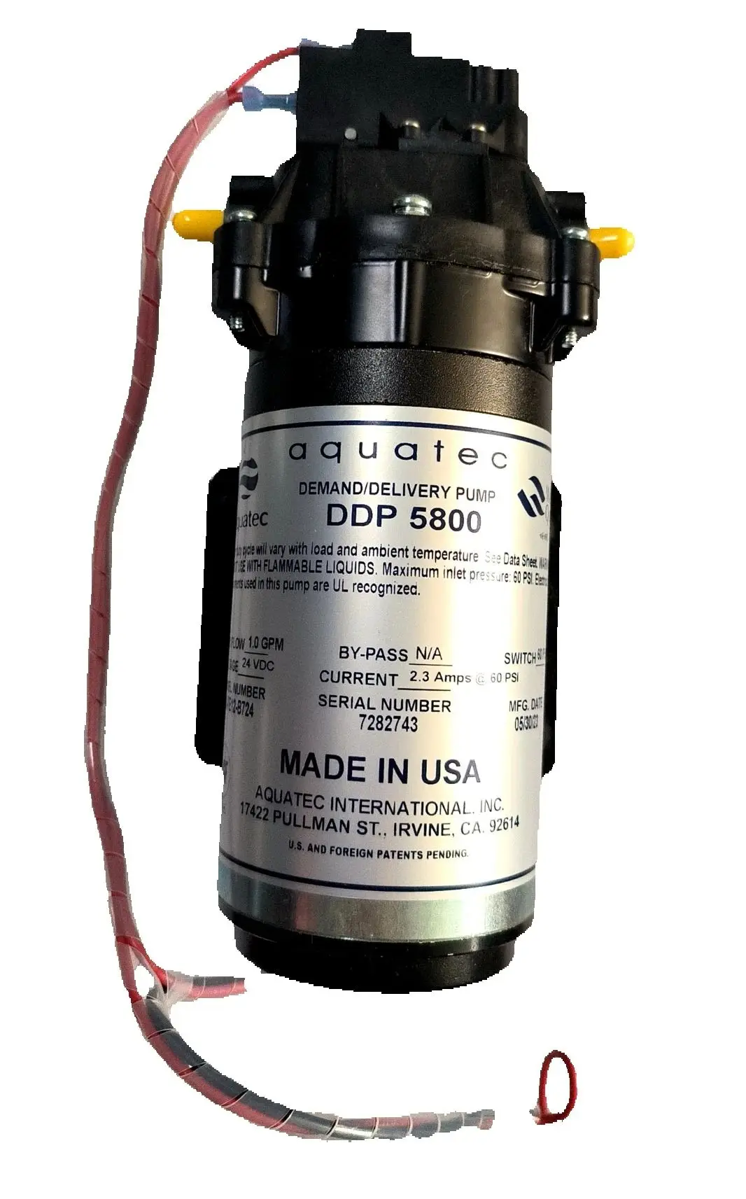 aquatec DDP 5800 Electric Diaphragm Pump DC 24V RO Booster Pump 1.0GPM 60PSI for Water Purifier Water Boosting System