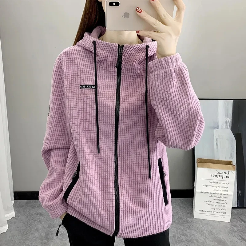 2024 Female Advanced Outdoor Fleece Jacket For Women's New Autumn Winter Plush And Thick Insulation Cardigan, Loose Casual Top