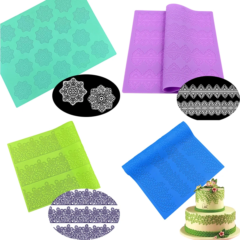 Small Check Shape Silicone Cake Fondant Decorating Tools, Silicone Laces Mold, Silicone Cake Baking Mat