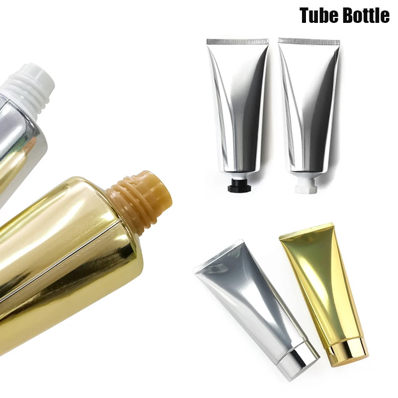 1pc Goud Zilver Lege Hervulbare Plastic Zachte Buizen Knijpbare Fles Cosmetische Container Voor Gezichtsreiniger Lotion Handcrème