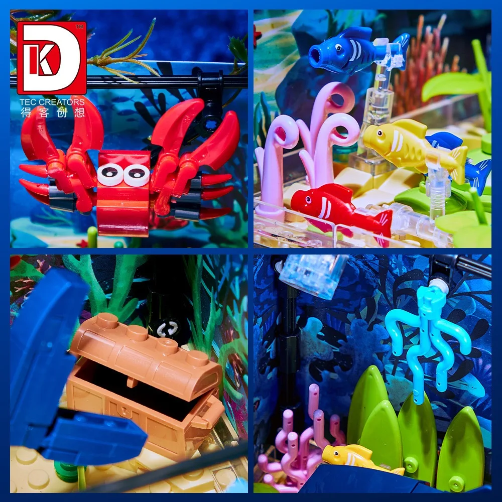 Ideas Series Aquarium Marine Animals Building Blocks Creative Expert Crab And Shark Model Bricks Toys For Children Gift MOC