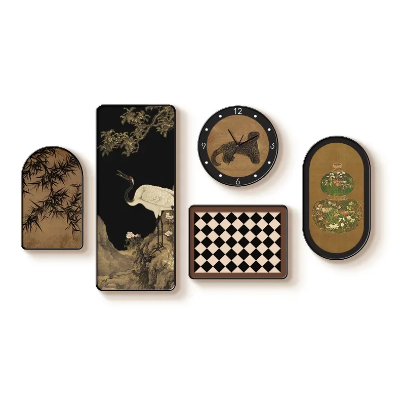 

Retro living room combination decorative painting, antique abstract painting in sofa background