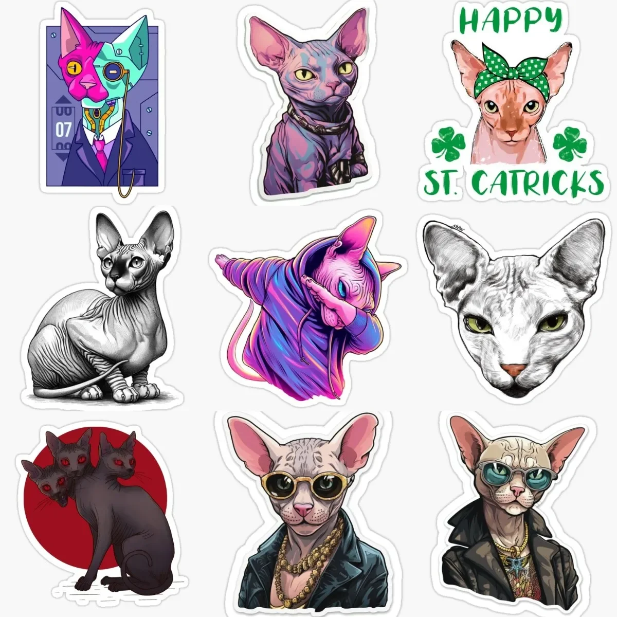 

Creative Canadian Hairless Cat Sphynx Cat Pets PVC Stickers for Decorate Car Van Helmet Window Wall Van Decal