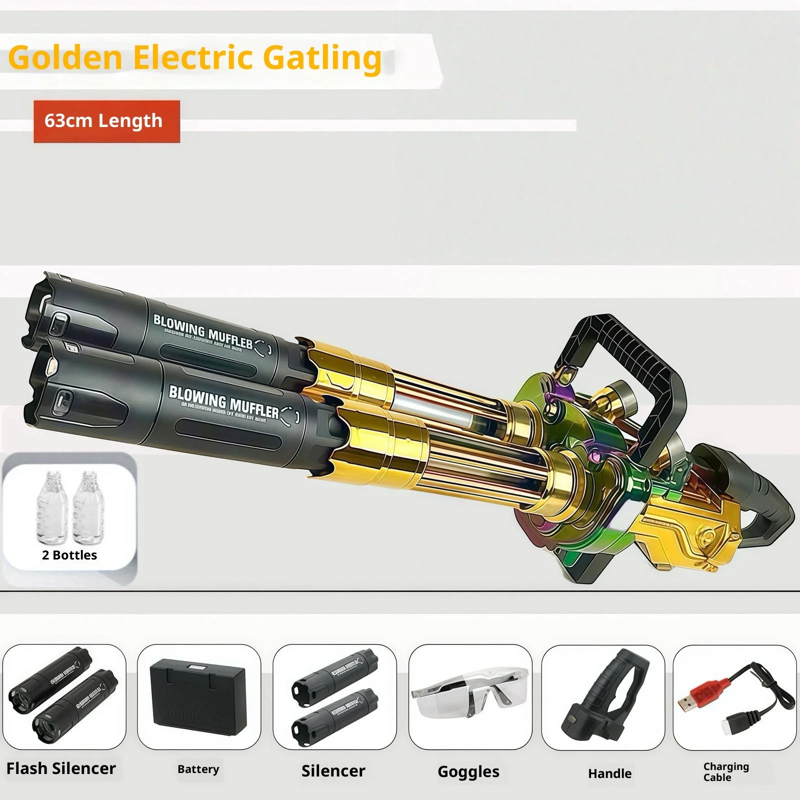 Gel Ball Gun Gatling Electric Gel Ball Explosion Toy  Manual/Automatic Eco-Friendly Splatter Ball Blaster Christmas Boy Gift