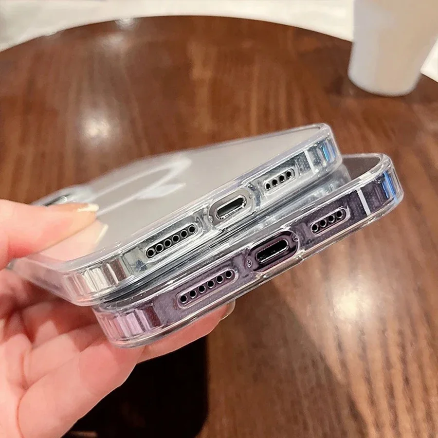 Magnetic Adsorption Transparent Acrylic Case for iPhone 16 Pro Max 15 Plus 14 Pro iPhone 13 12 11 Magsafe Wireless Charge Cover
