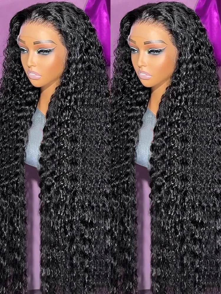 100% Human Hair Lace Frontal Wig 13x6 HD Lace Curly Wig Deep Wave Frontal Wig 34 36 Inches Human Hair Wigs Loose Pre Plucked Wig